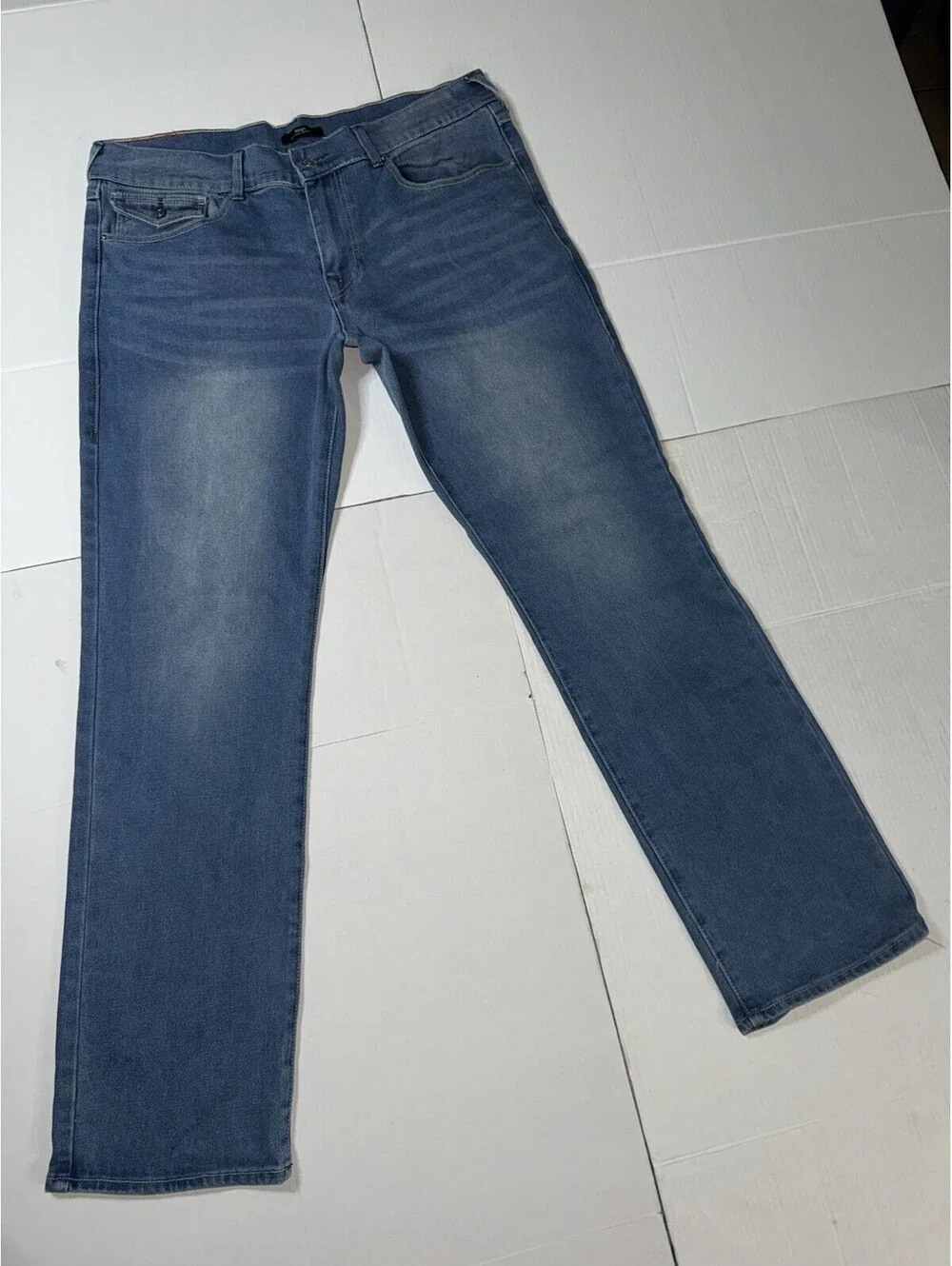 True Religion 36x34 Ricky Relaxed Straight Jeans Light Blue